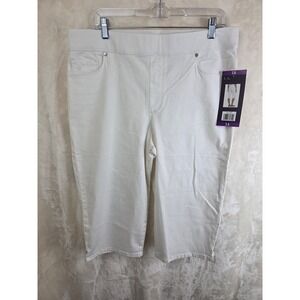 Gloria Vanderbilt Avery Pull On Skimmer Pants White Mid Rise Total Contour 14